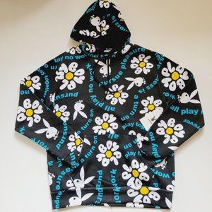 PLAYBOY Black Graphic Floral Print Hoodie